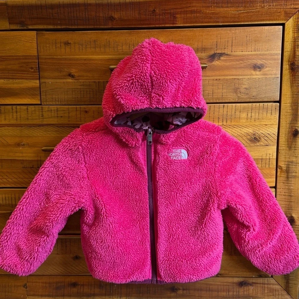 The North Face Girls Reversible Floral Hooded Puffer Jacket